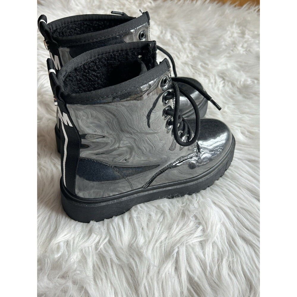 Steve Madden Women’s 8.5 Black Combat PVC Sherpa Rd Boots